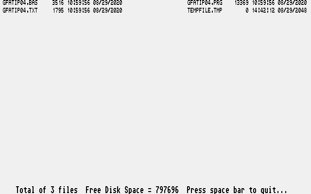 Sorted Columnar Directory Listing atari screenshot